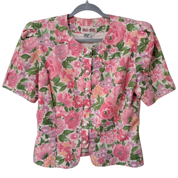 CLEAR PINK MAGGIE SHORT SLEEVE COLLAR TOP main image 1